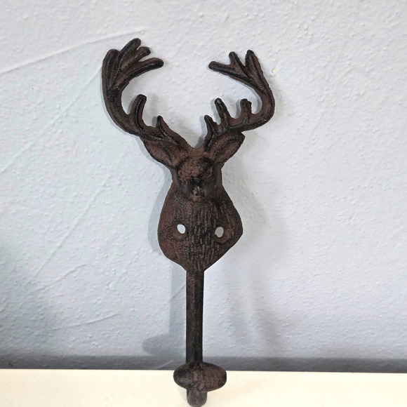 Other - Cast Iron Buck Deer Head Wall Hook Coat Towel Hook Rustic Farmhouse Cabin Lodge